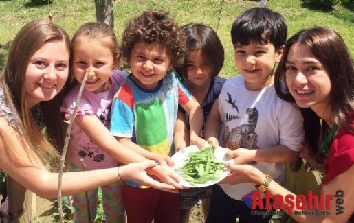 Minik öğrenciler ektiklerini biçti
