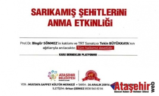SARIKAMIŞ ŞEHİTLERİ ATAŞEHİR'DE ANILIYOR
