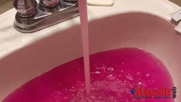 Musluklardan pembe su aktı