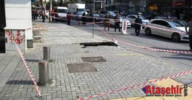 Ataşehir'de kaldırım çöktü
