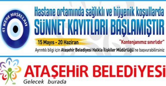 Ataşehir’de sünnet kayıtları başlıyor