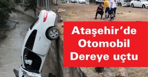 Ataşehir’de otomobil  dereye uçtu