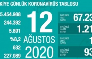 Türkiye'de 12 Ağustos korona tablosu