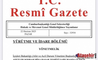 Afetler Sonrası Bina Hasar Tespiti Yapılması Hakkında Yönetmelik yürürlüğe girdi.