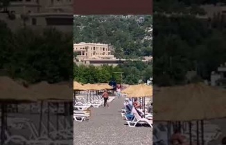 Marmaris plajına Helikopterle inen kim acaba
