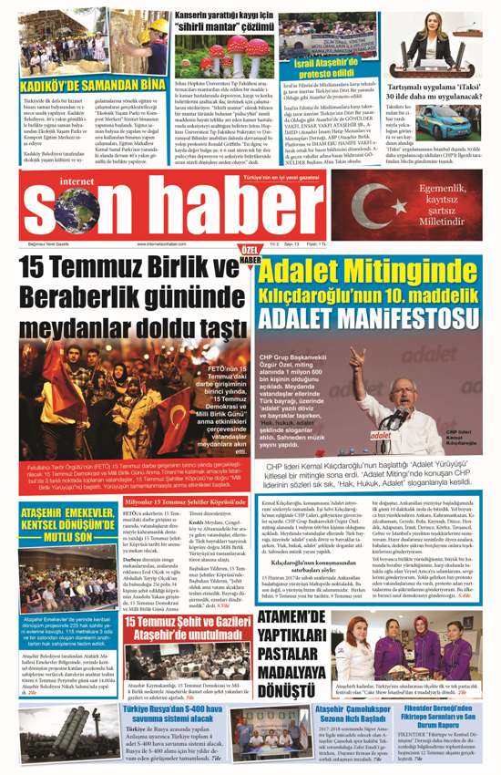 İNTERNET SON HABER, 13 SAYI, TEMMUZ 2017