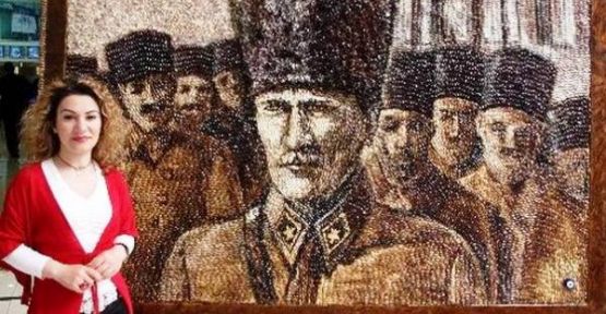 15 BİN ANTEP FISTIĞINDAN ATATÜRK PORTRESİ