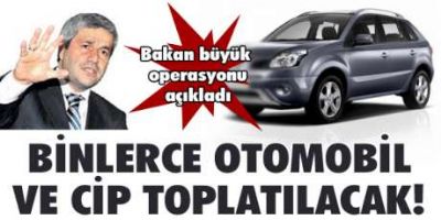 Bilim, Sanayi ve Teknoloji Bakanı Nihat Ergün,Binlerce otomobil ve cip toplatılacak