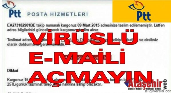 PTT adına gelen bu maile dikkat açmayın