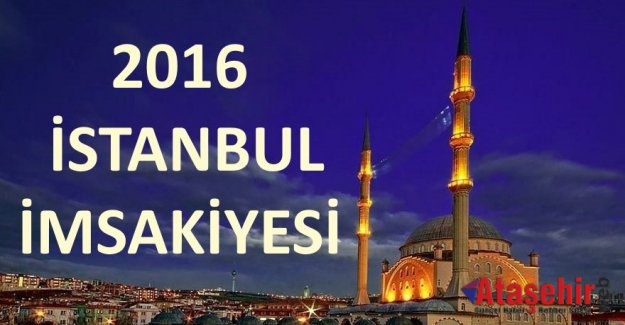 İstanbul için iftar ve sahur vakitleri, 2016 İmsakiye