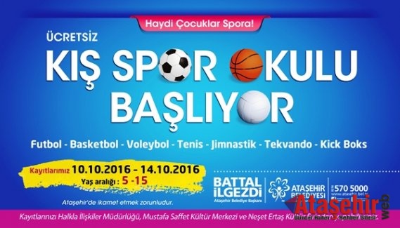 Ataşehir Belediyesi’nin “Kış Spor Okulu” kayıtları 10 Ekim’de başlıyor.