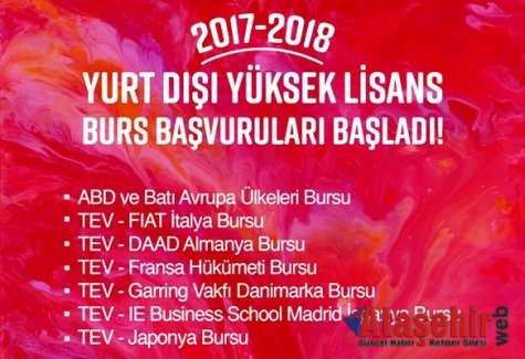 TEV YURT DIŞI BURSLARI İÇİN BAŞVURU DÖNEMİ BAŞLADI