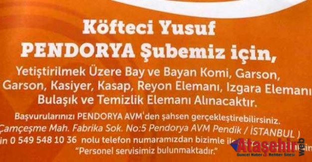 KÖFTECİ YUSUY'A 50 KİŞİ ALINACAKTIR