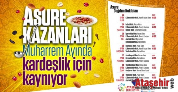 ATAŞEHİR’DE 7 GÜN AŞURE KAZANLARI KAYNAYACAK