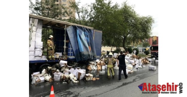 Ataşehir’de plastik yüklü TIR yandı