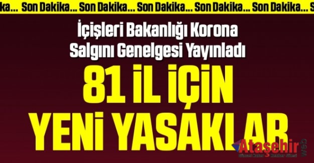 İçişleri’nden yeni corona yasakları