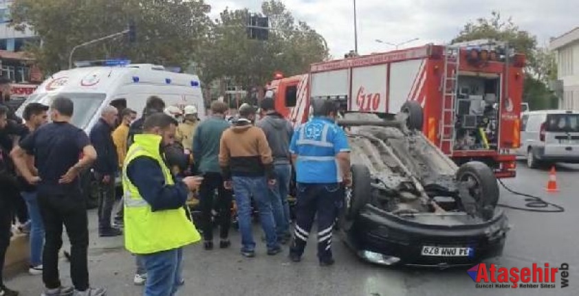 Ataşehir'de takla atan otomobilin sürücüsü yaralandı