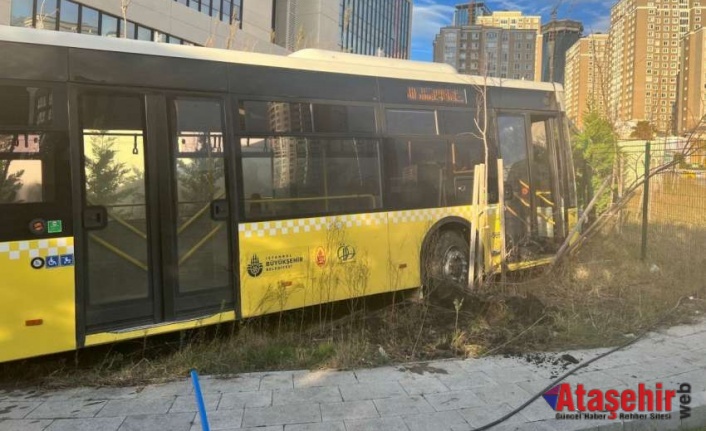 Ataşehir'de freni boşalan İETT otobüsü duvara çarparak durabildi
