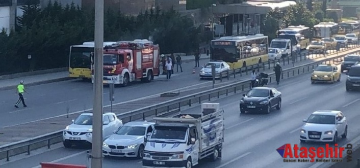 Ataşehir Yenisahara'da İETT otobüsü alevlere teslim oldu! 