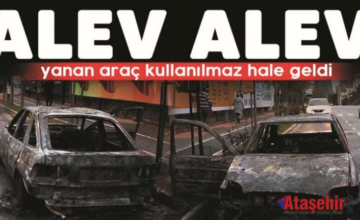 Ataşehir’de seyir halindeki  otomobil alev alev yandı