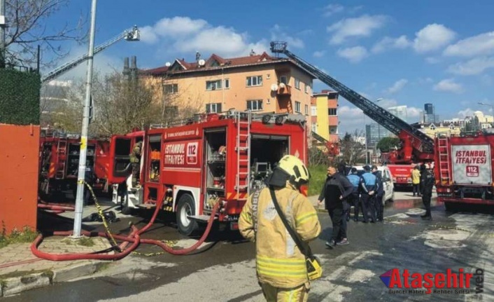 Ataşehir'de tamirhanede korkutan yangın