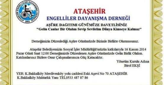 AŞÜRE DAĞITIMI GÜNÜMÜZE DAVETLİSİNİZ