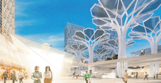 Ataşehir Finans Merkezi'ne Metal ağaçlar enerji verecek