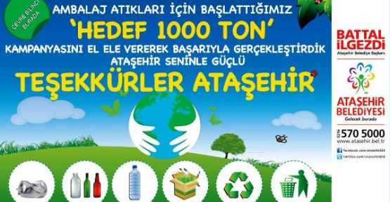 Ataşehir’de ayda 1000 ton ambalaj atığı toplanıyor