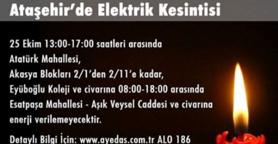 Ataşehir'de Elektrik Kesintisi