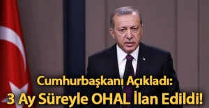 3 ay süreyle olağanüstü hal ilan edildi