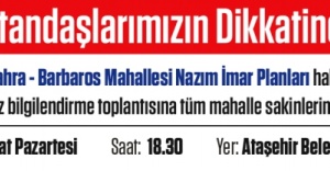 Ataşehir'de İmar Bilgilendirme Toplantısı yapılacaktır