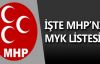 MHP, YENİ MYK LİSTESİ