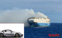1100 adet Porsche taşıyan gemi yanıyor