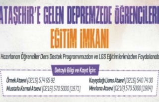ATAŞEHİR BELEDİYESİ’NDEN DEPREMZEDE ÖĞRENCİLERE...