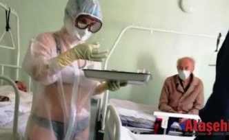 Rusya'da bir hemşire Covid-19 hastalarını bikiniyle tedavi etti