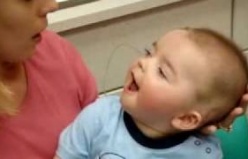 8 Month Old Deaf Baby's Reaction To Cochlear Implant Being Activated 