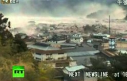 Japan Earthquake: Helicopter aerial view video of giant tsunami waves 
